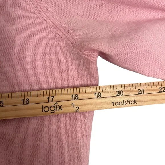 LL Bean Cashmere Sweater Baby Pink Womens Large Pullover Crew Neck Quiet Luxury - Picture 7 of 9